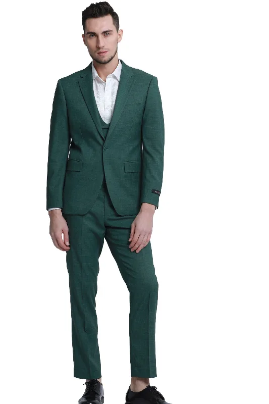 Avantique Collection: 3-Piece Solid Suit For Men In Hunter - Slim Fit