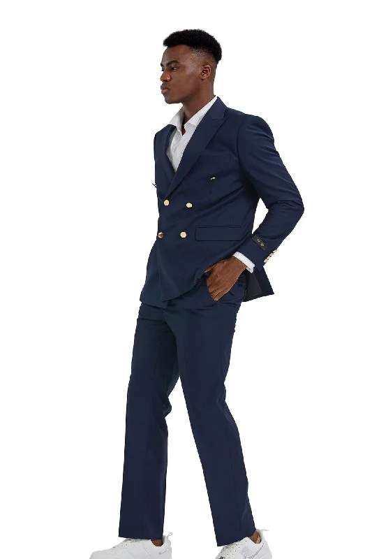 Royale Collection: 2-Piece Solid Suit For Men In Navy- Slim Fit