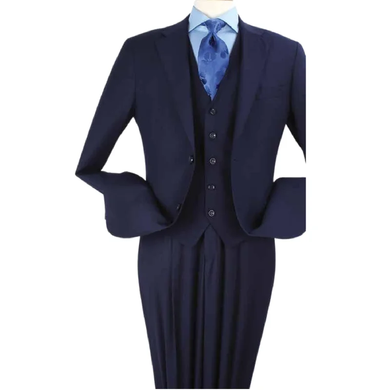 Navy Wool Feel Regular Fit Fashion Suit R3132