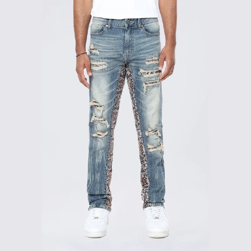 Oversized Men's JeansLong Tapestry Insert Jeans - Elysian Blue