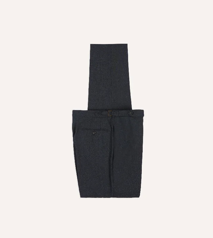 Charcoal Tropical Wool Single Pleat Trouser