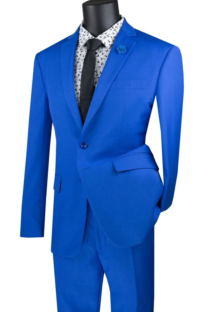 Vintagevo Collection: Royal 2 Piece Solid Color Single Breasted Slim Fit Suit