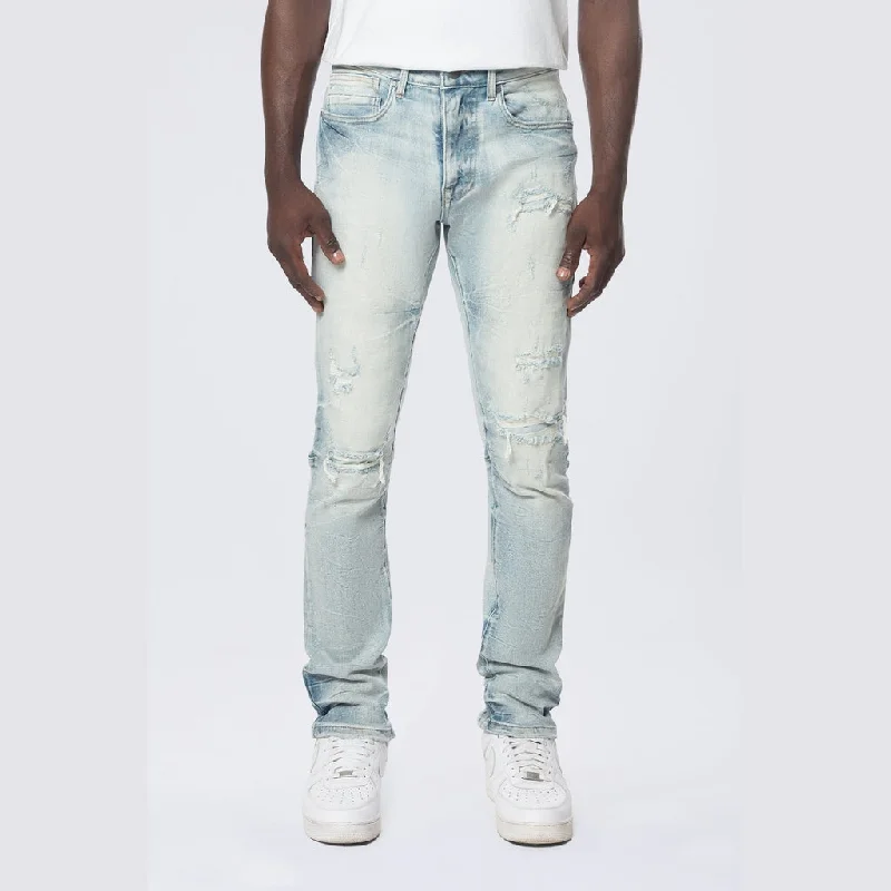 Dark Wash Men's JeansSlim Wave Effect Jeans