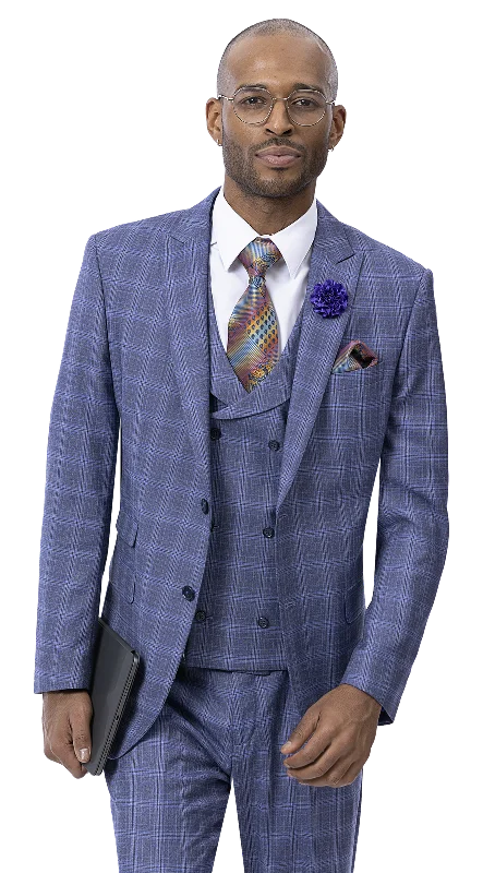 Purple Three Piece Regular Fit Fashion Suit M2777