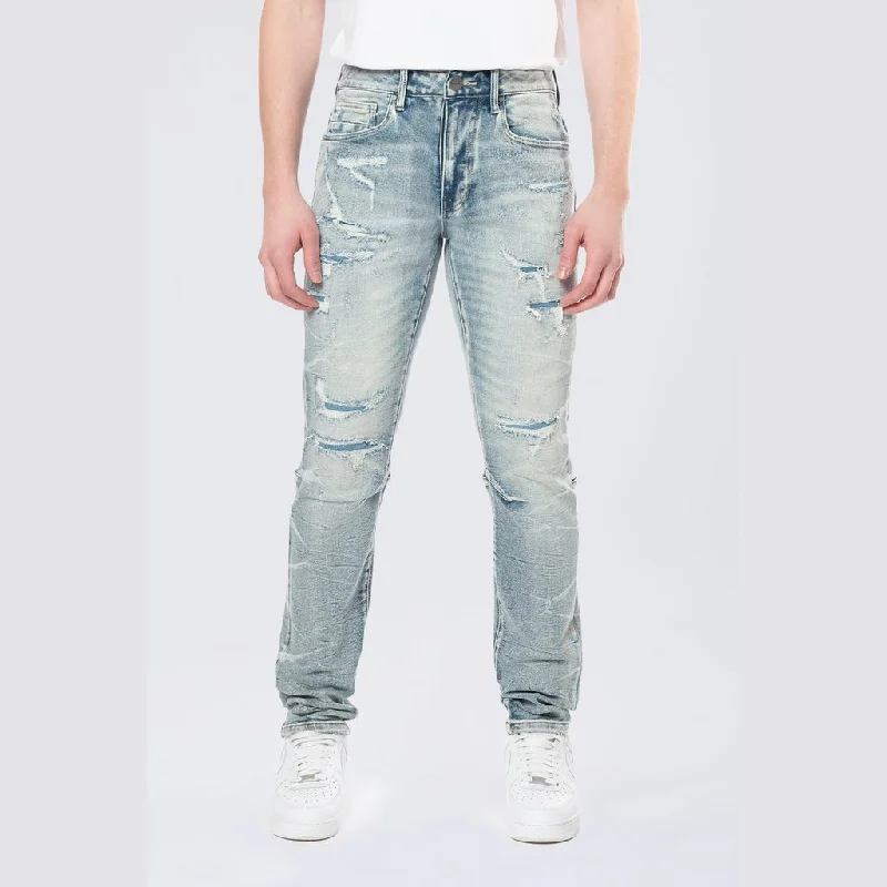 High-Quality Men's JeansSlim Lightning Effect Jeans - Maxwell Blue