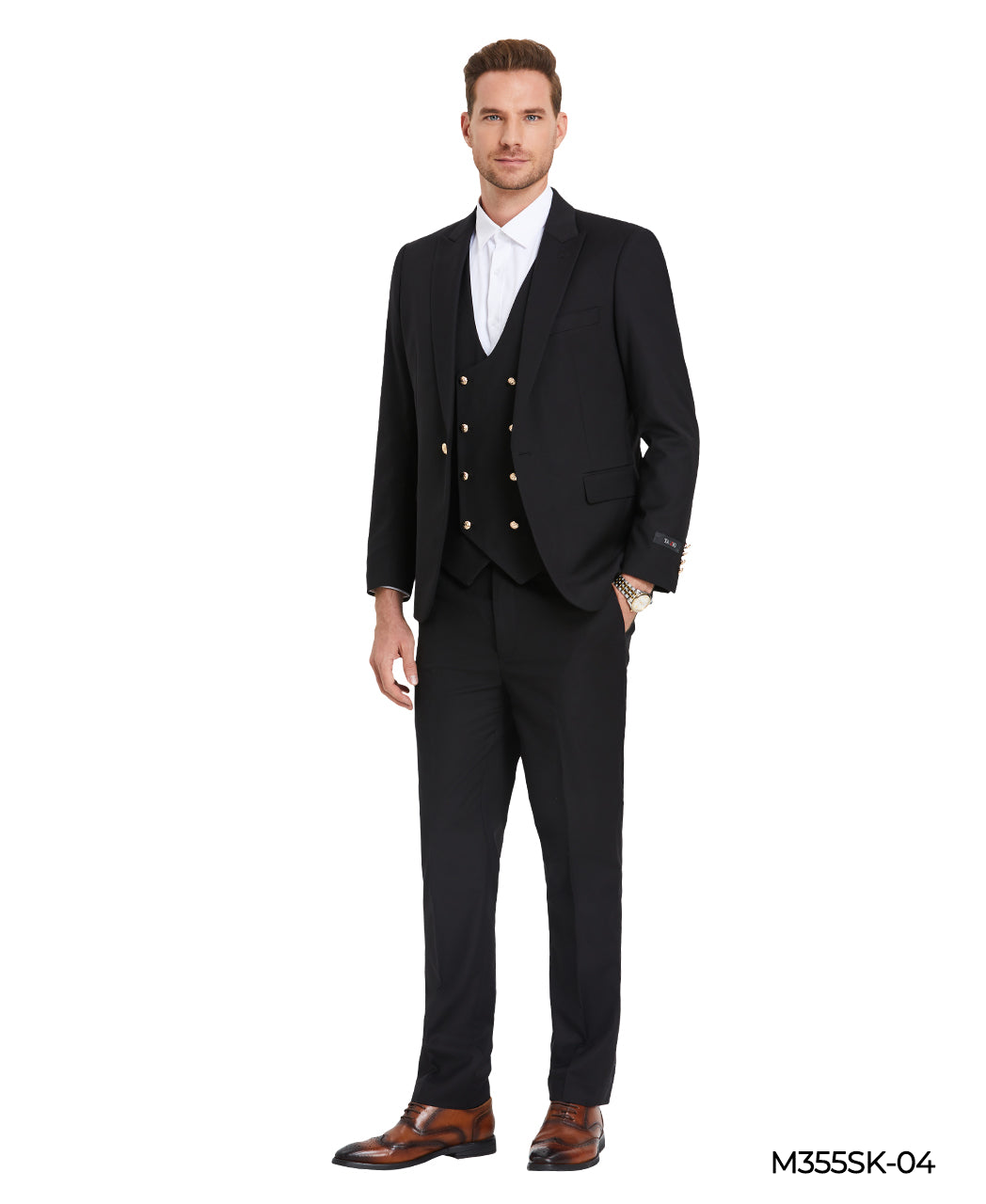 Urbane Collection: Men's Solid 3-Piece Suit In Black - Slim Fit