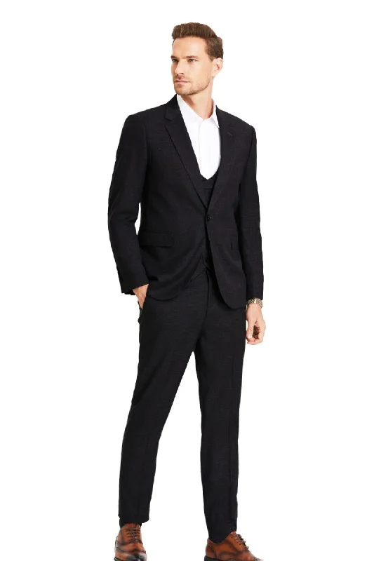 Avantique Collection: 3-Piece Solid Suit For Men In Black - Slim Fit