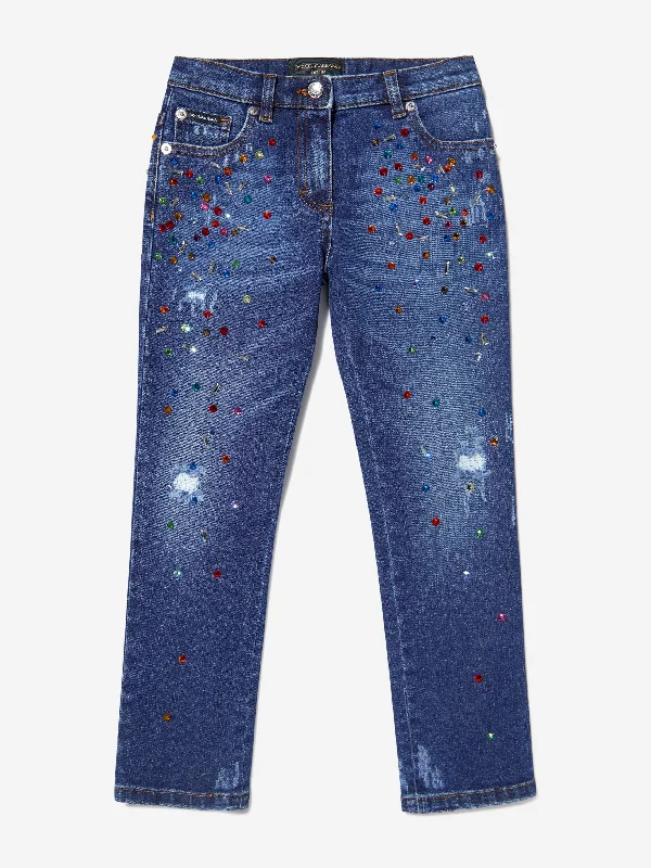 Unique Men's Jeans DesignsDolce & Gabbana Girls Cotton Worn Look Embellished Jeans