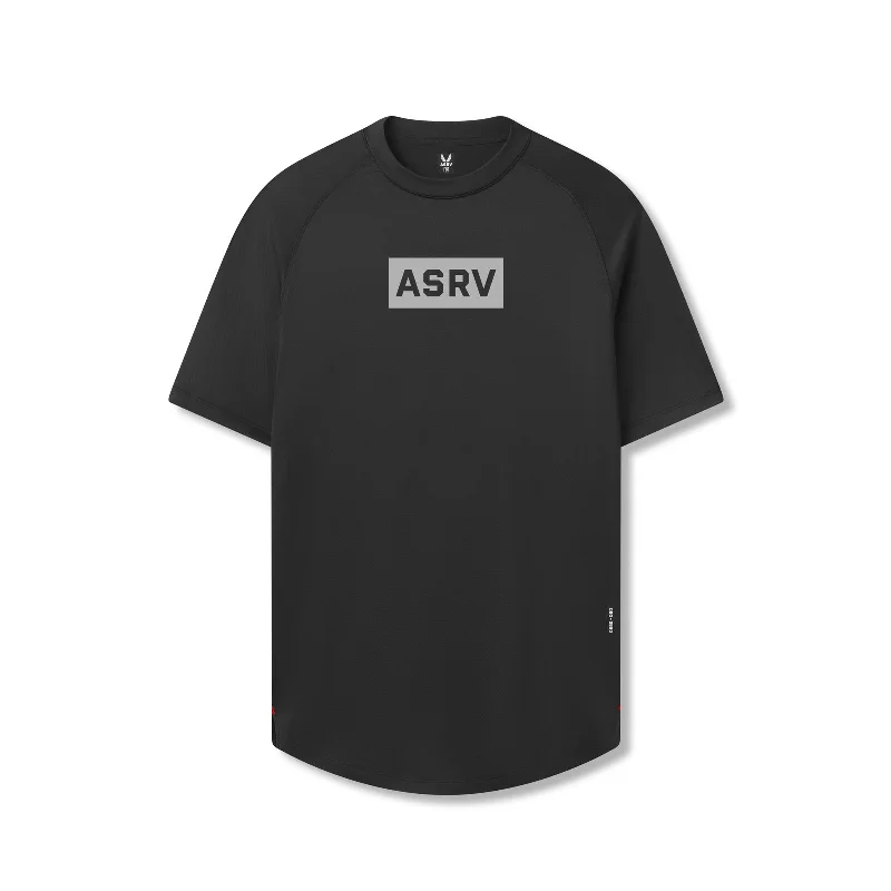 Elegant Men's Dress Shirts0660. AeroSilver® Established Tee - Black "Box Logo"