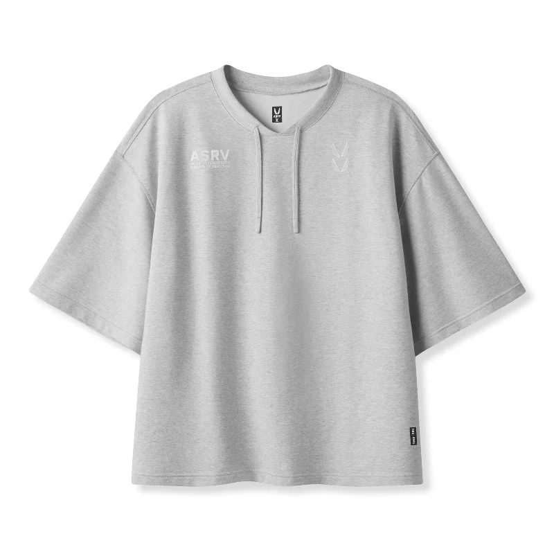 Men's Shirts with Contrast Collars0945. Micro-Terry Warm-Up Tee - Heather Grey