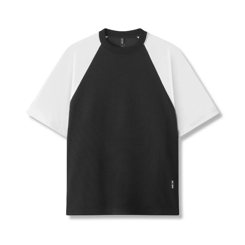 Men's Dressy Shirts for Formal Events0946. Waffle Knit Oversized Tee - Black/White