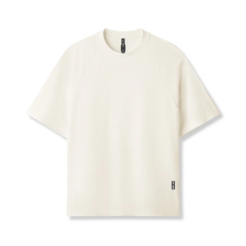 Men's Shirts with Velcro Closures0946. Waffle Knit Oversized Tee - Cream