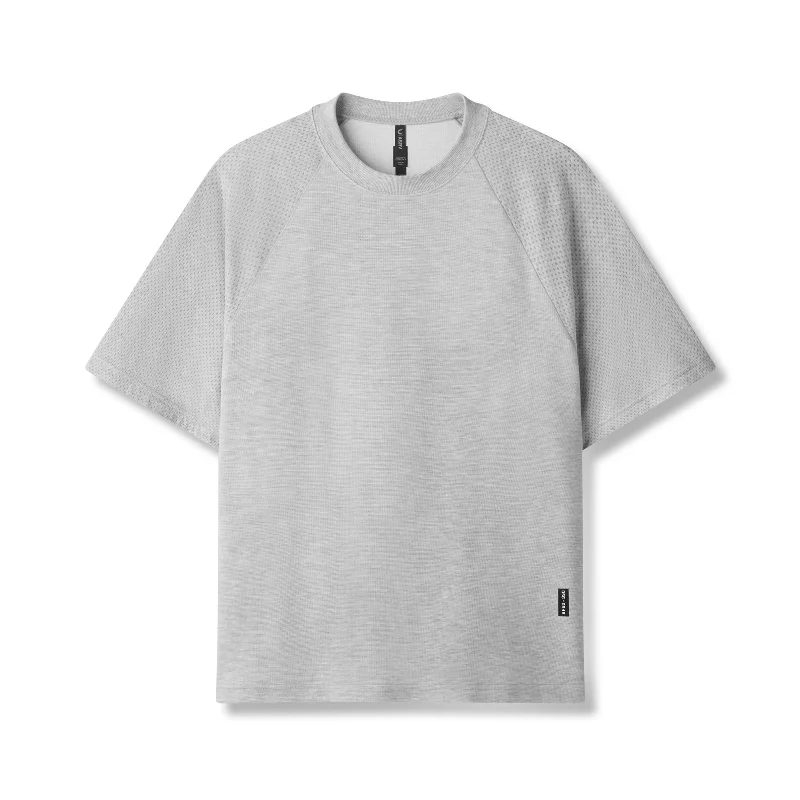 Men's Shirts with Scoop Necks0946. Waffle Knit Oversized Tee - Heather Grey