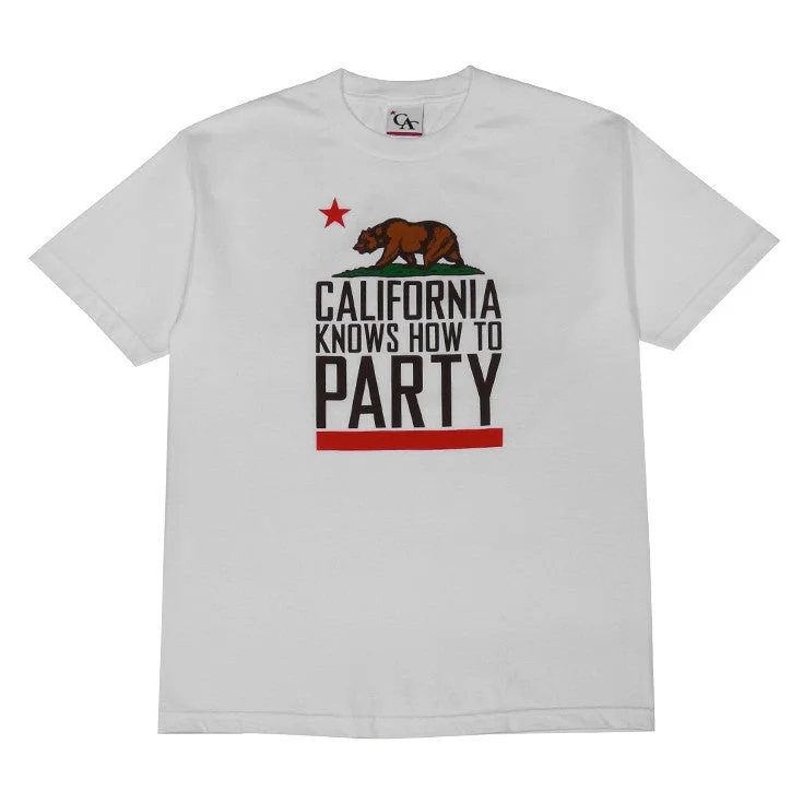 Men's Shirts with Scoop NecksMens Cali Party T-Shirt White