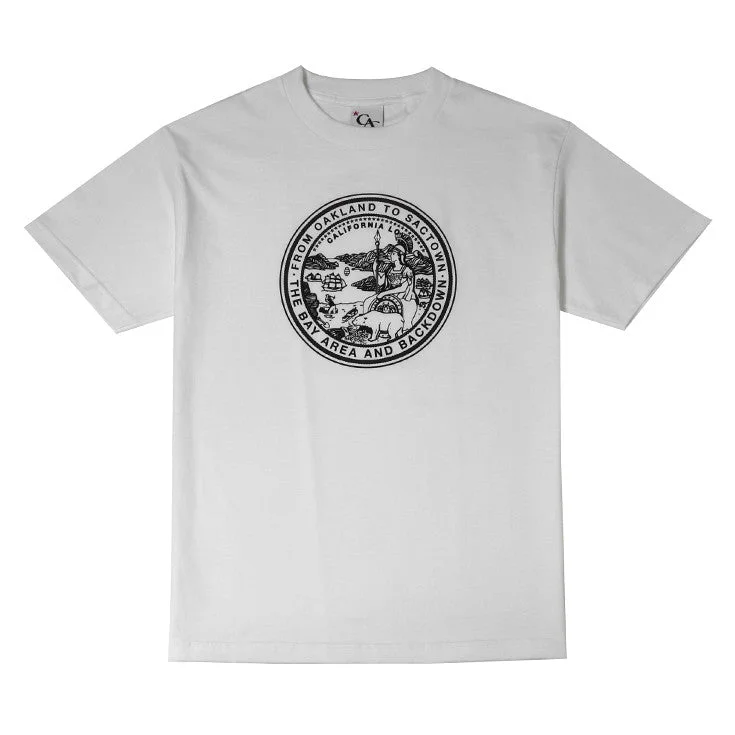 Men's Shirts with Appliqué DetailsMens Cali State Seal T-Shirt White