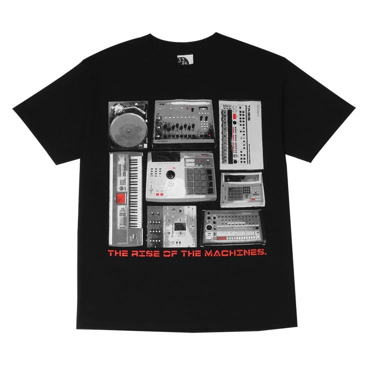 Men's Shirts with Embellished SleevesMens Ongaku Beat Machines T-Shirt Black