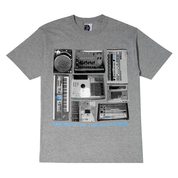 Men's Shirts with Belt AttachmentsMens Ongaku Beat Machines T-Shirt Heather Grey