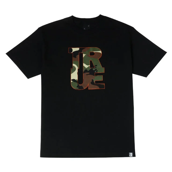 Warm Men's Fleece-Lined TopsMens True Logo Camo T-Shirt Black