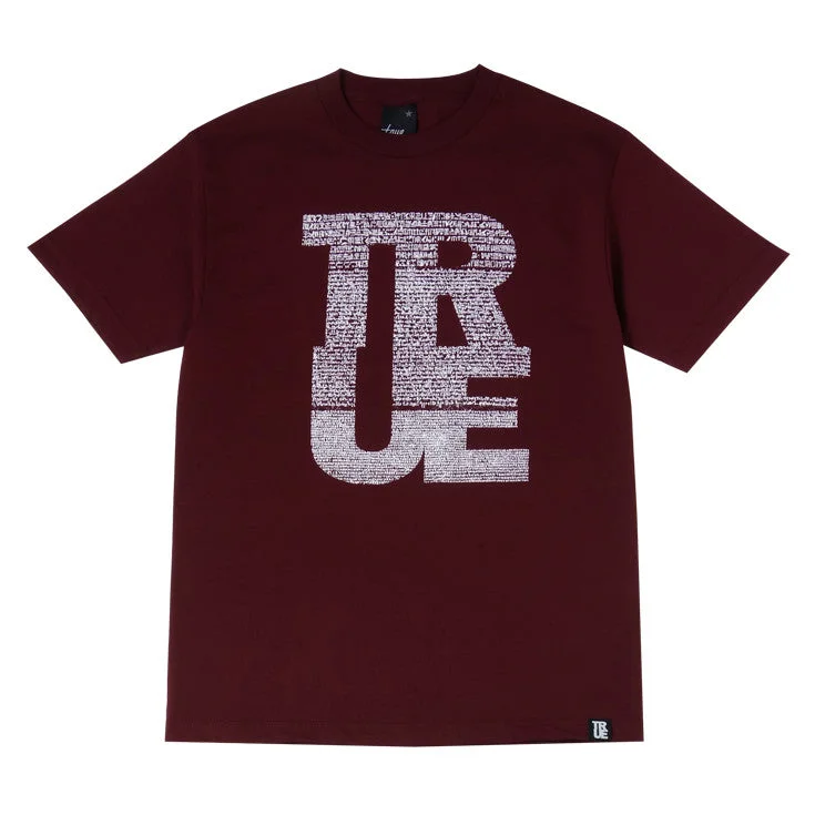 Men's Shirts with Patchwork SleevesMens True Rosetta T-Shirt Burgundy