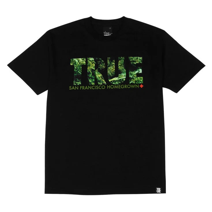 Men's Shirts with Hidden ButtonsMens True Weed T-Shirt Black