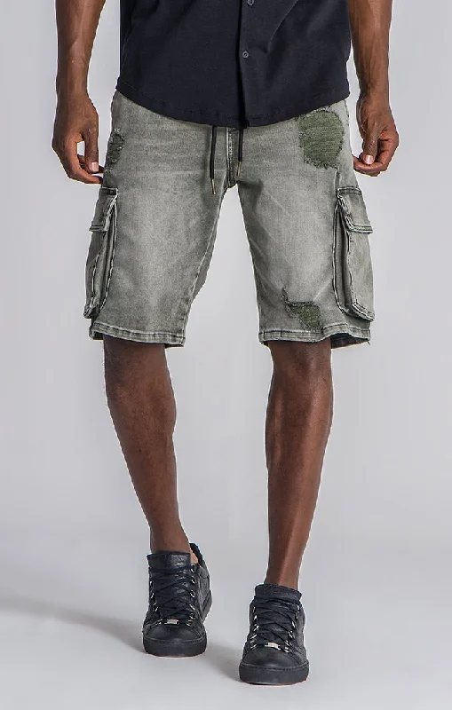 Men's Running Pants for ExerciseArmy Green Ripped Cargo Shorts