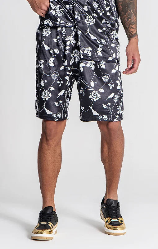 Men's Patterned Pants with Animal PrintsBlack Los Felices Shorts