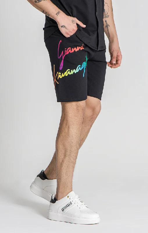 Men's Pants with Appliqué DetailsBlack Chromatica Signature Shorts