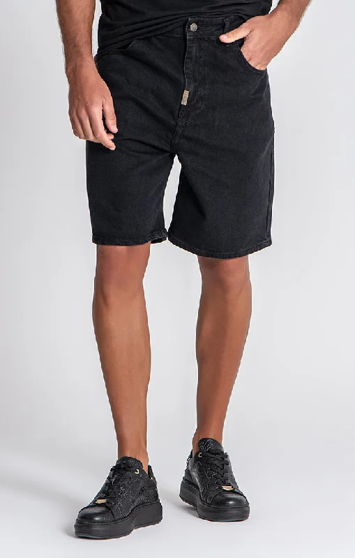 Men's Work Pants for Durability and ComfortBlack Regular Waist Shorts