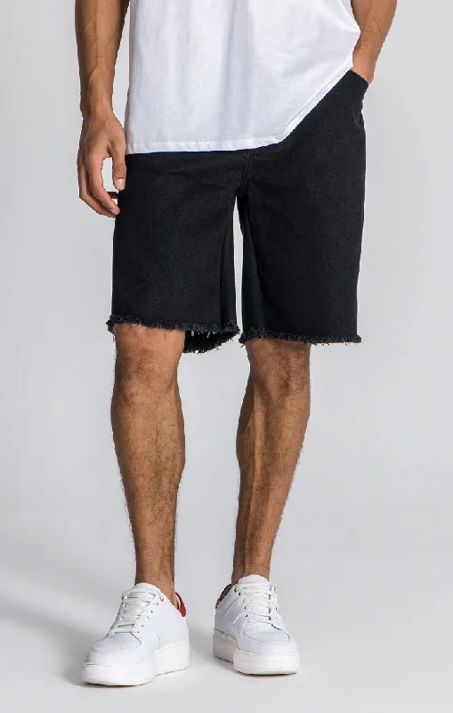 Men's Pants with Contrast WaistbandsBlack Scorpio Denim Shorts