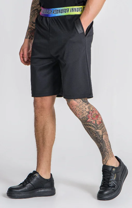 Men's Pants with Slant PocketsBlack Chromatica Elastic Shorts