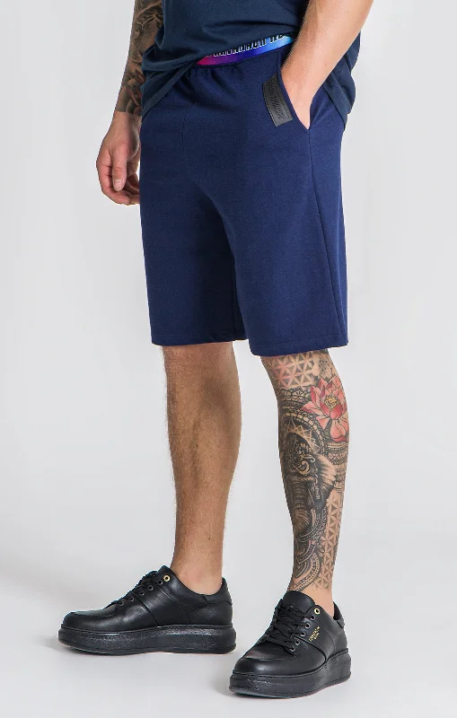 Men's Pants with Zippered PocketsBlue Chromatica Elastic Shorts