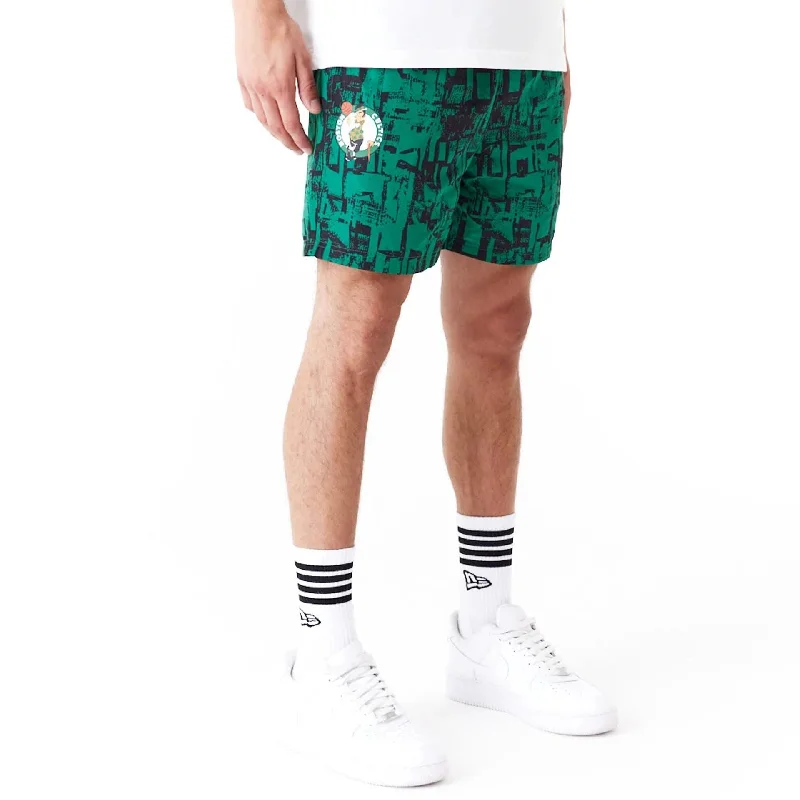 Men's Pants with Hidden PocketsBoston Celtics NBA All Over Print Green Shorts