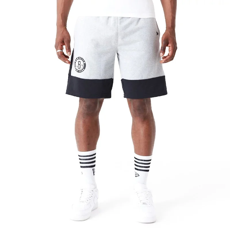 Men's Zippered Pants for SecurityBrooklyn Nets NBA Colour Block Grey Shorts