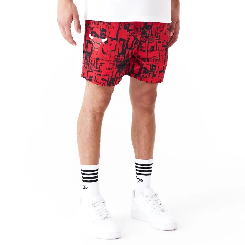 Men's Pants with Side PocketsChicago Bulls NBA All Over Print Red Shorts