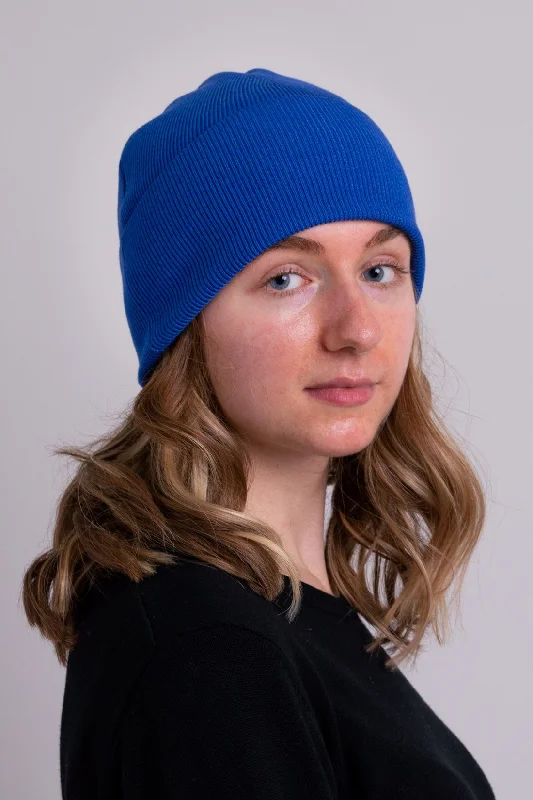 Warm Men's Fleece-Lined PantsKnit Beanie, Cobalt, Bamboo Cotton