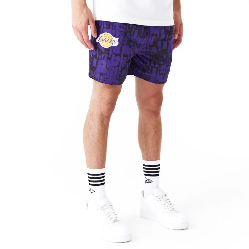 Men's Patterned Pants with Animal PrintsLA Lakers NBA All Over Print Purple Shorts