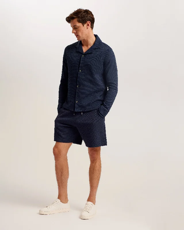 Men's Pants with Pleated FrontsPensho Relaxed Textured Jersey Shorts Navy