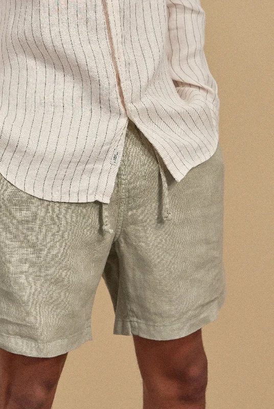 Men's Pants with Contrast Fabric PanelsRiviera Linen Short