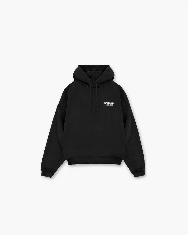 Men's Hoodies with Ribbed Hems247 Gymnasium Boxy Hoodie - Off Black