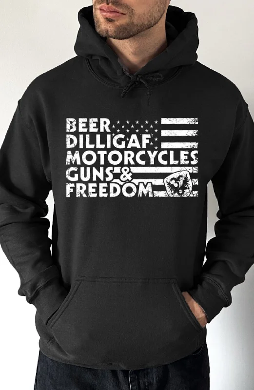 Men's Hoodies with Reflective StripesBeer, Guns & Freedom Pullover Hoodie