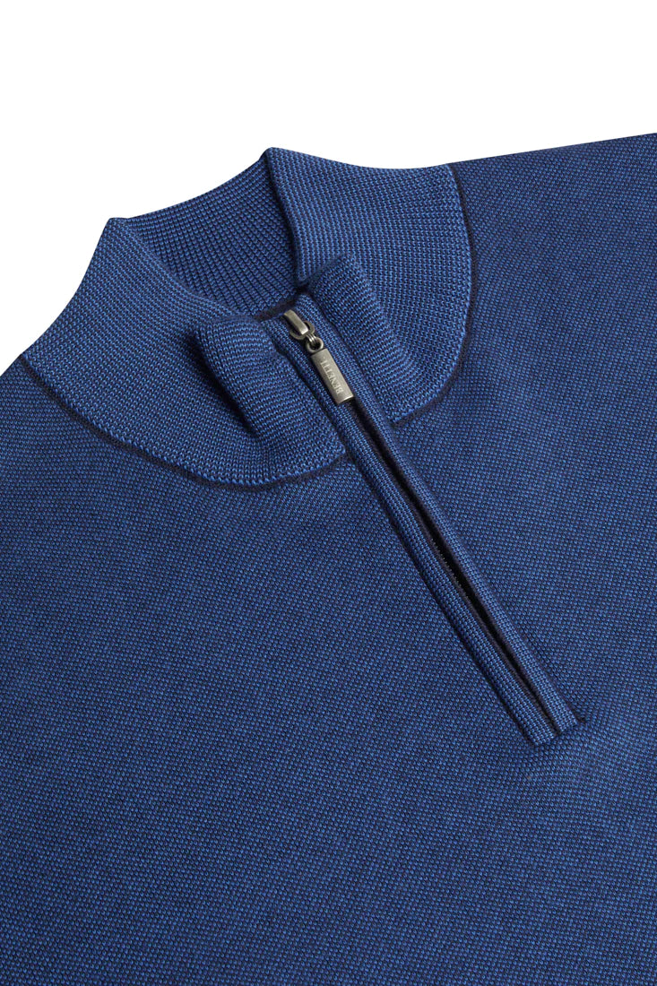 Men's Sweaters with Belt LoopsBENETTI 1/4 ZIP VERONA KNIT - ROYAL BLUE