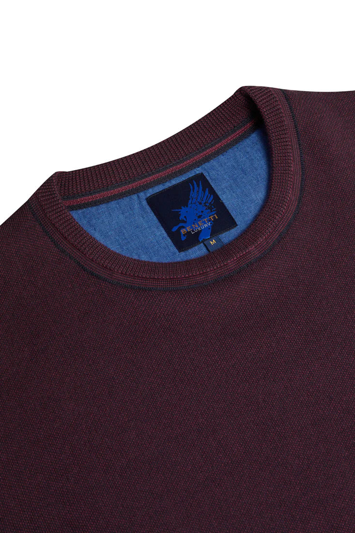 Men's Sweaters with Unique and Custom DesignsBenetti Crew Neck Knit - Carson Plum