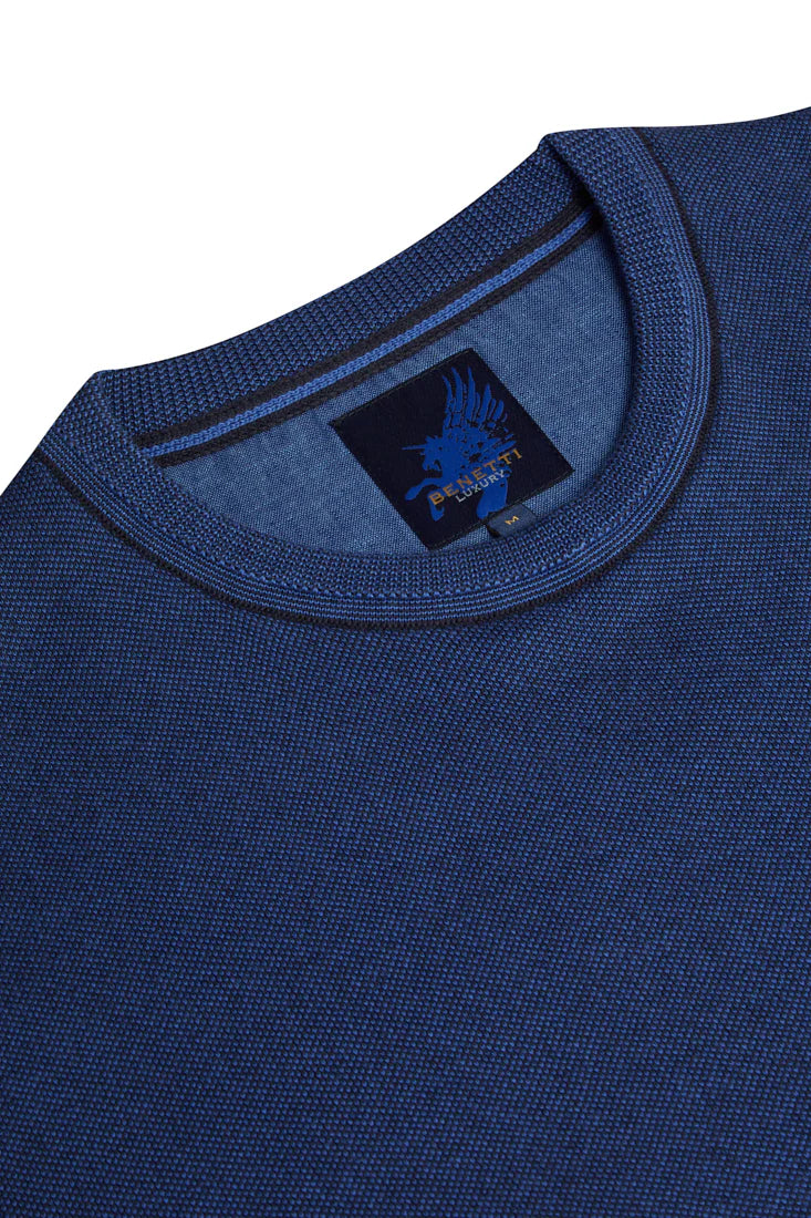 Chic Men's Cashmere SweatersBenetti Crew Neck Knit -Indigo