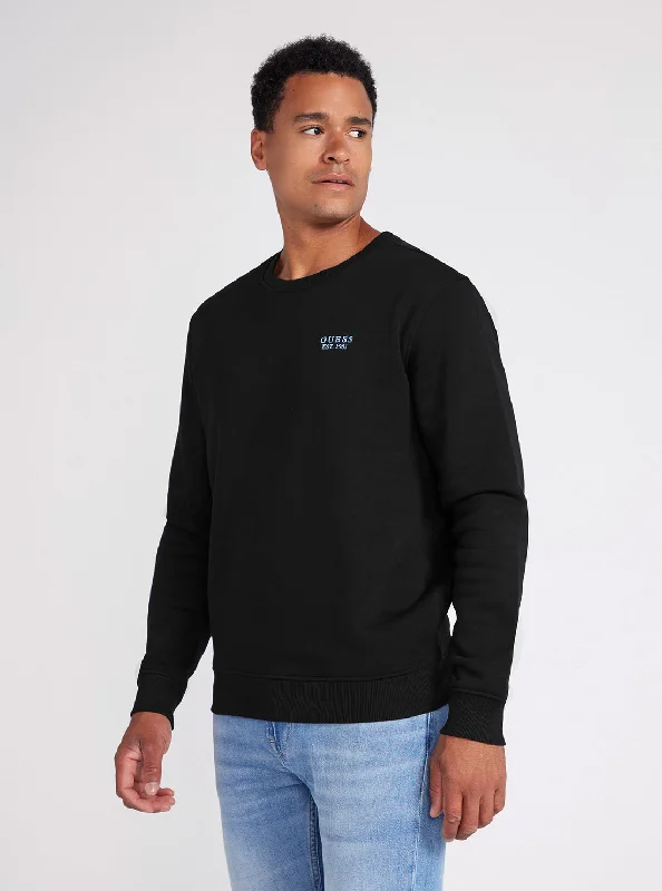 Men's Sweaters with Button-Up CollarsBlack Back Geo-Metric Logo Print Jumper