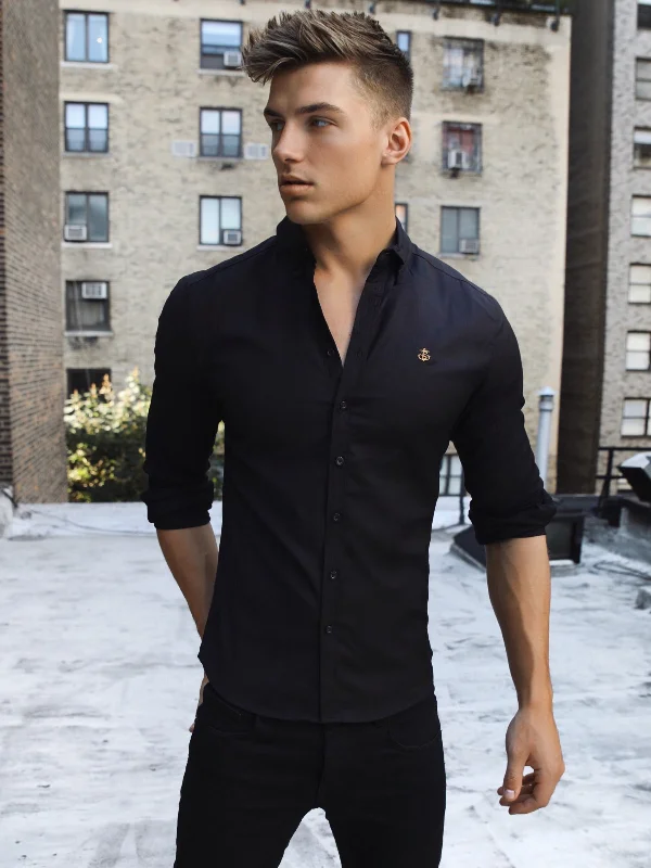 Men's Color-Blocking Shirts for a Statement LookFarringdon Long Sleeve Shirt - Black