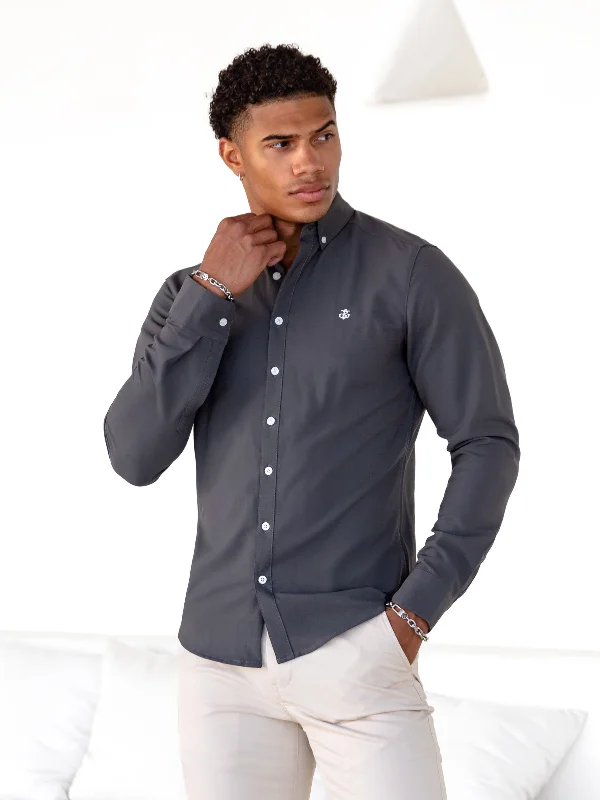 Men's Solid-Color Block Shirts for a Bold StatementOtto Long Sleeve Shirt - Charcoal