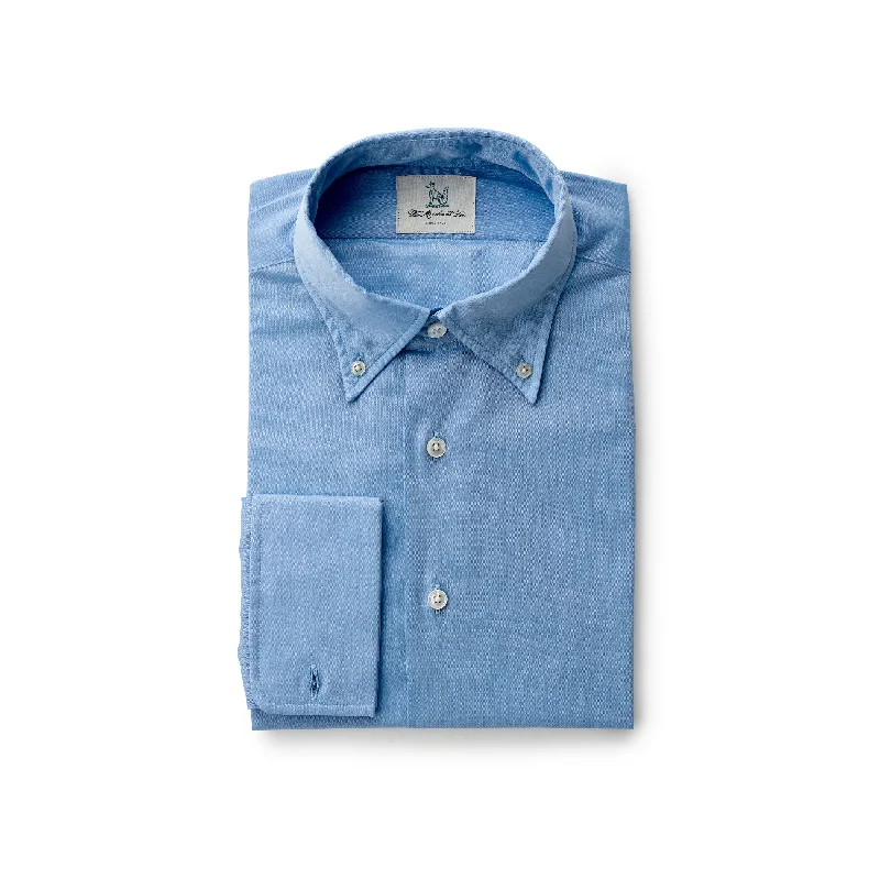 Men's Button-Down Collar Shirts for Staying PolishedBlue Carlo Riva Button-Down Double Cuff Shirt