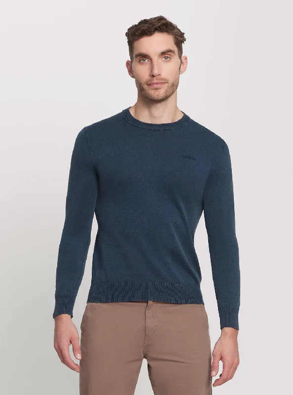 Men's Sweaters with Skinny FitsBlue Chesley Long Sleeve Knit Jumper