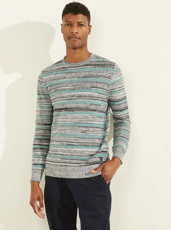 Men's Sweaters with Mock-Neck DesignsBlue Napier Mouline Stripes Jumper