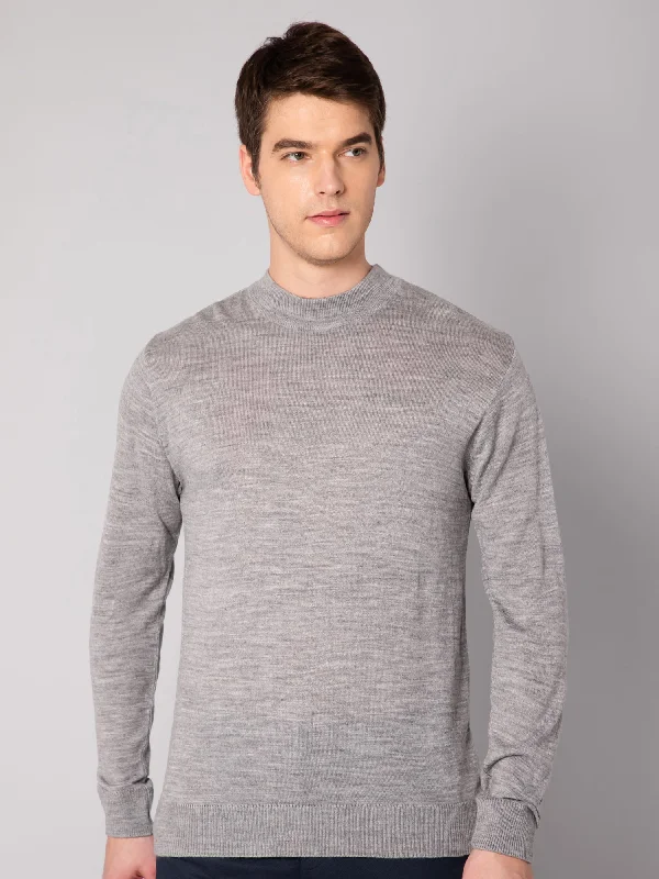 Men's Sweaters with Elastic CuffsMens Grey Melange Sweater